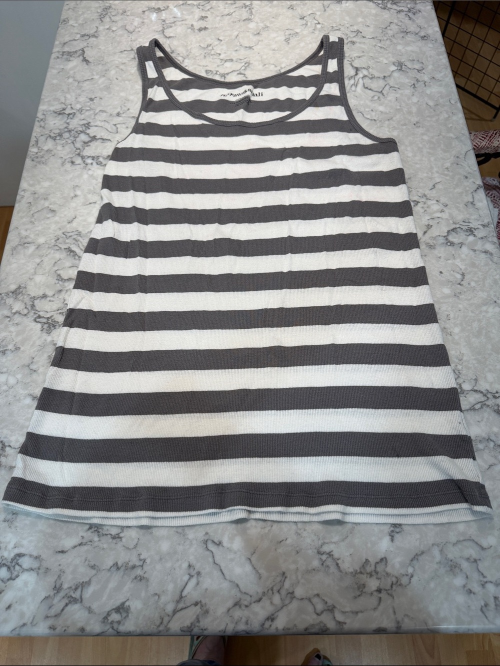 Norma Kamali Black and White Striped Tank Top/Size XL